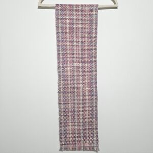 Hand Knit Womens 100% Pure Virgin Wool Scarf Pink Purple Cream Uruguay 5.5 Feet